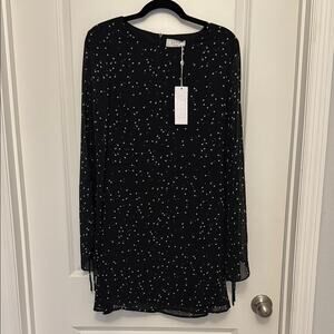 Sage Black and White Polka Dot Long Sleeve Dress